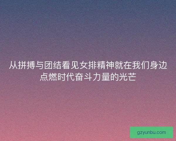 从拼搏与团结看见女排精神就在我们身边点燃时代奋斗力量的光芒