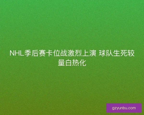 NHL季后赛卡位战激烈上演 球队生死较量白热化