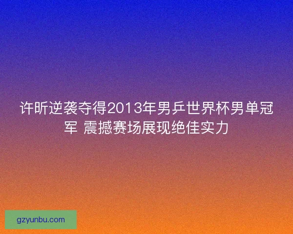 许昕逆袭夺得2013年男乒世界杯男单冠军 震撼赛场展现绝佳实力
