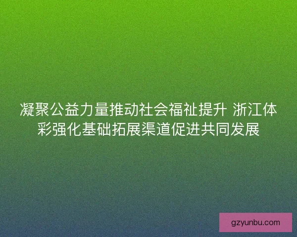 凝聚公益力量推动社会福祉提升 浙江体彩强化基础拓展渠道促进共同发展