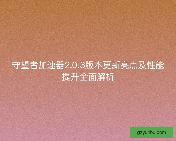守望者加速器2.0.3版本更新亮点及性能提升全面解析